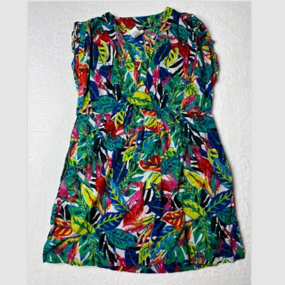 Lauren Ralph Lauren Swim Coverup Dress XL Multicolor Tropical Vacation Summer